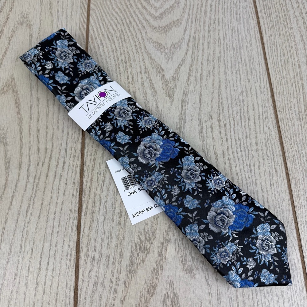 707 Tayion by Montee Holland Floral Men's Tie 001 Black $55 Polyester 2YC24-2016